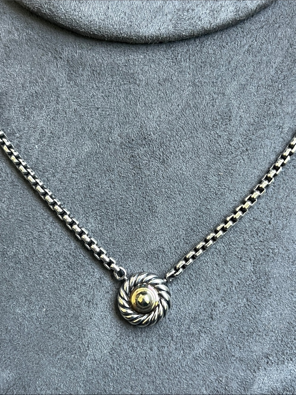 David Yurman Two-Tone Silver & 14k Gold Cookie Necklace 16 Inches